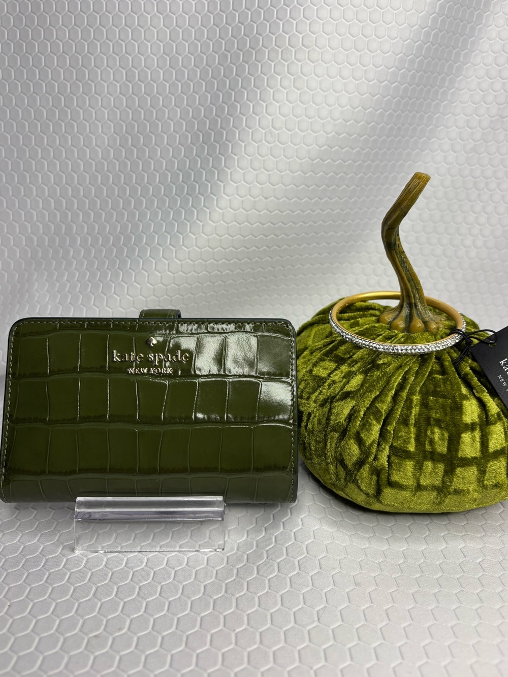 Kate Spade Croc Embossed Patent Wallet and Sparkly Bangle NWT